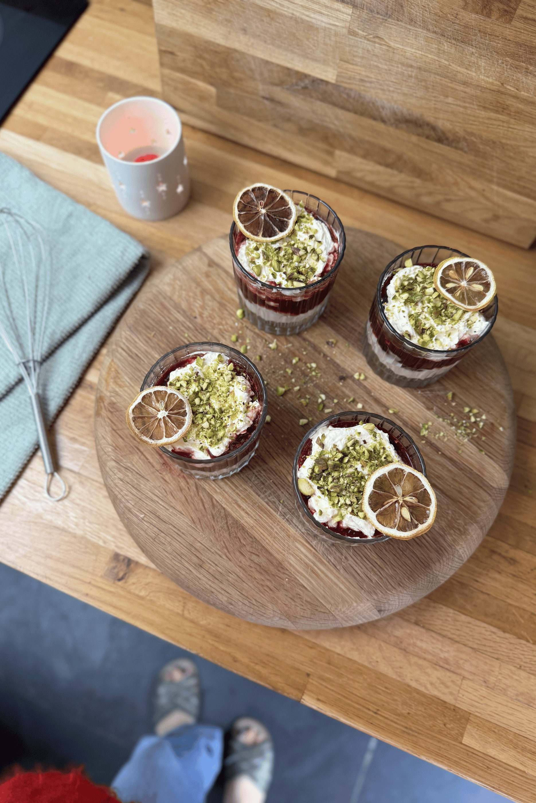 Cherry, Lemon & Pistachio Trifle Pots - an alternative for Stir-Up Sunday!