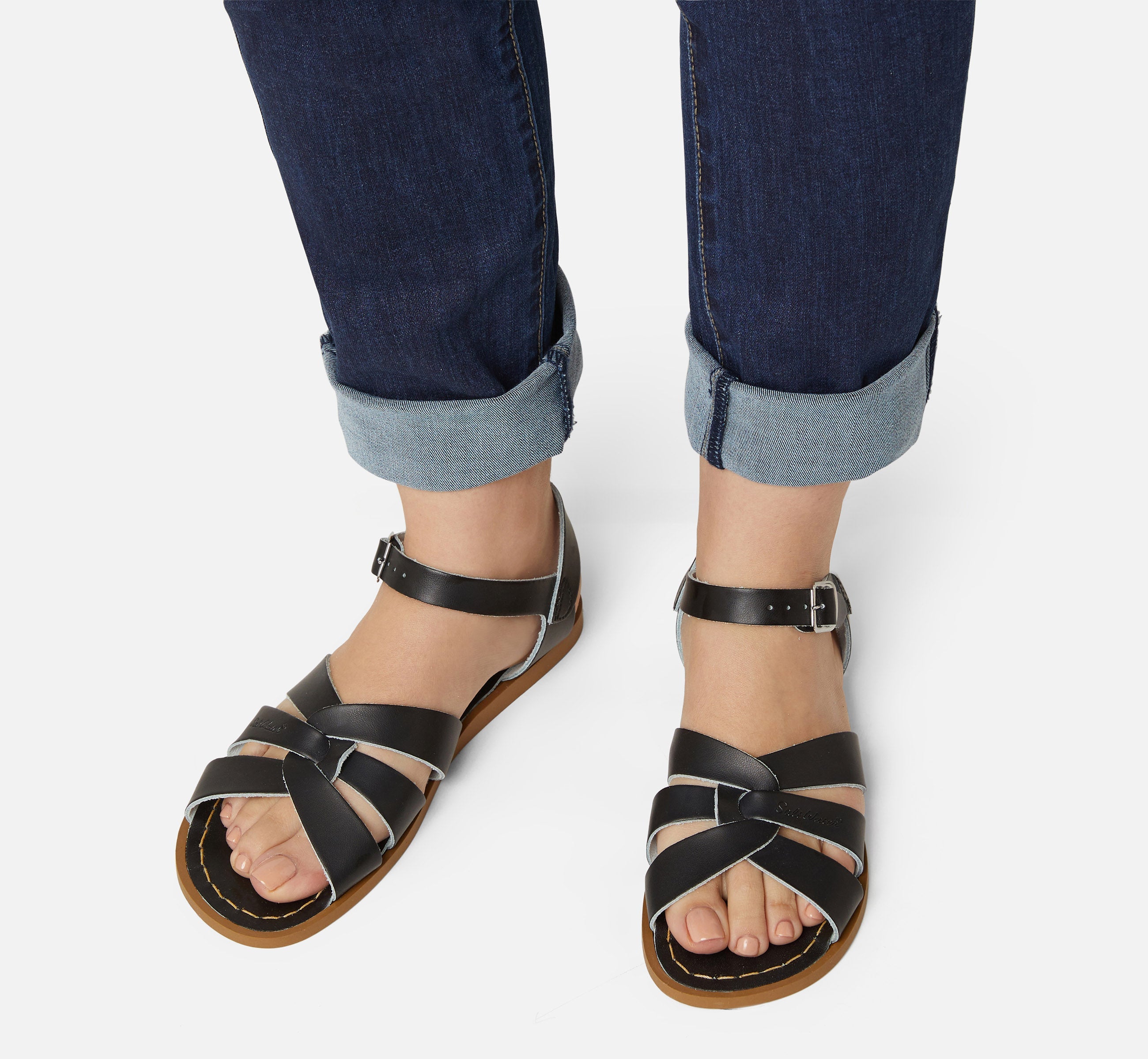 Black saltwater sandals on sale